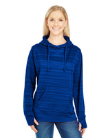 J America Ladies' Odyssey Striped Poly Fleece Lapover Hood J America