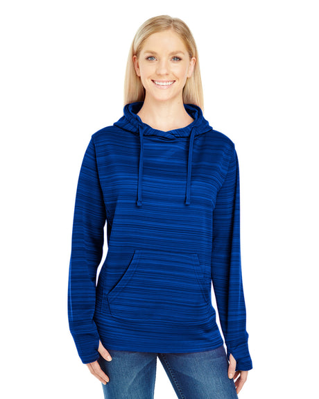 J America Ladies' Odyssey Striped Poly Fleece Lapover Hood J America