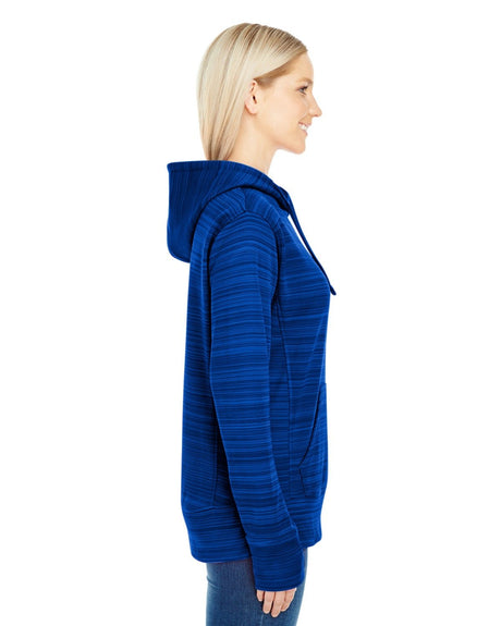J America Ladies' Odyssey Striped Poly Fleece Lapover Hood J America