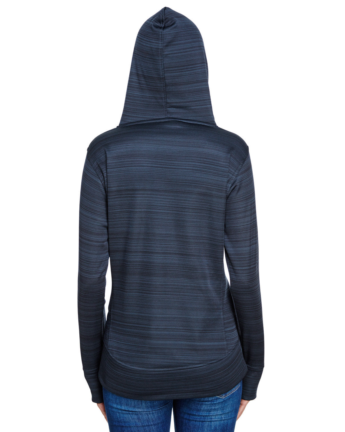 J America Ladies' Odyssey Striped Poly Fleece Lapover Hood J America