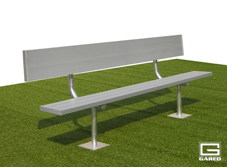 Gared Spectator Surface Mount Bench with Back Sports Field Equipment All