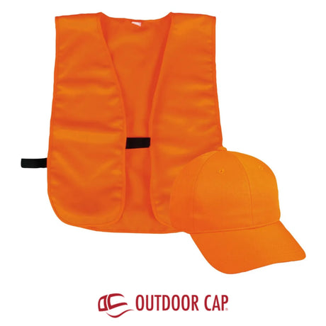 Outdoor Cap Blaze Orange Vest & Structured Solid Back Hat Combo