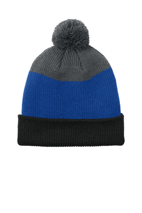 Port Authority Cozy Striped Pom Beanie C979 Mens Apparel Hat & Caps
