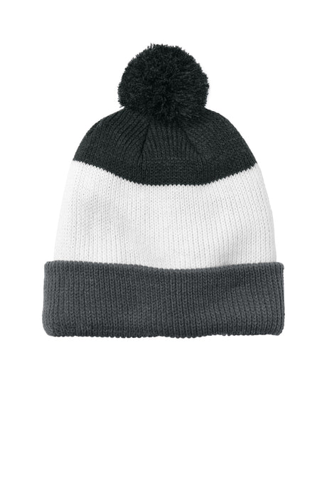Port Authority Cozy Striped Pom Beanie C979 Mens Apparel Hat & Caps