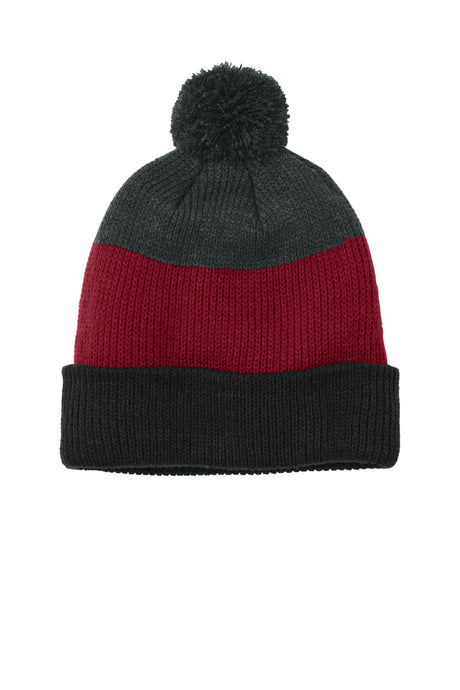 Port Authority Cozy Striped Pom Beanie C979 Mens Apparel Hat & Caps