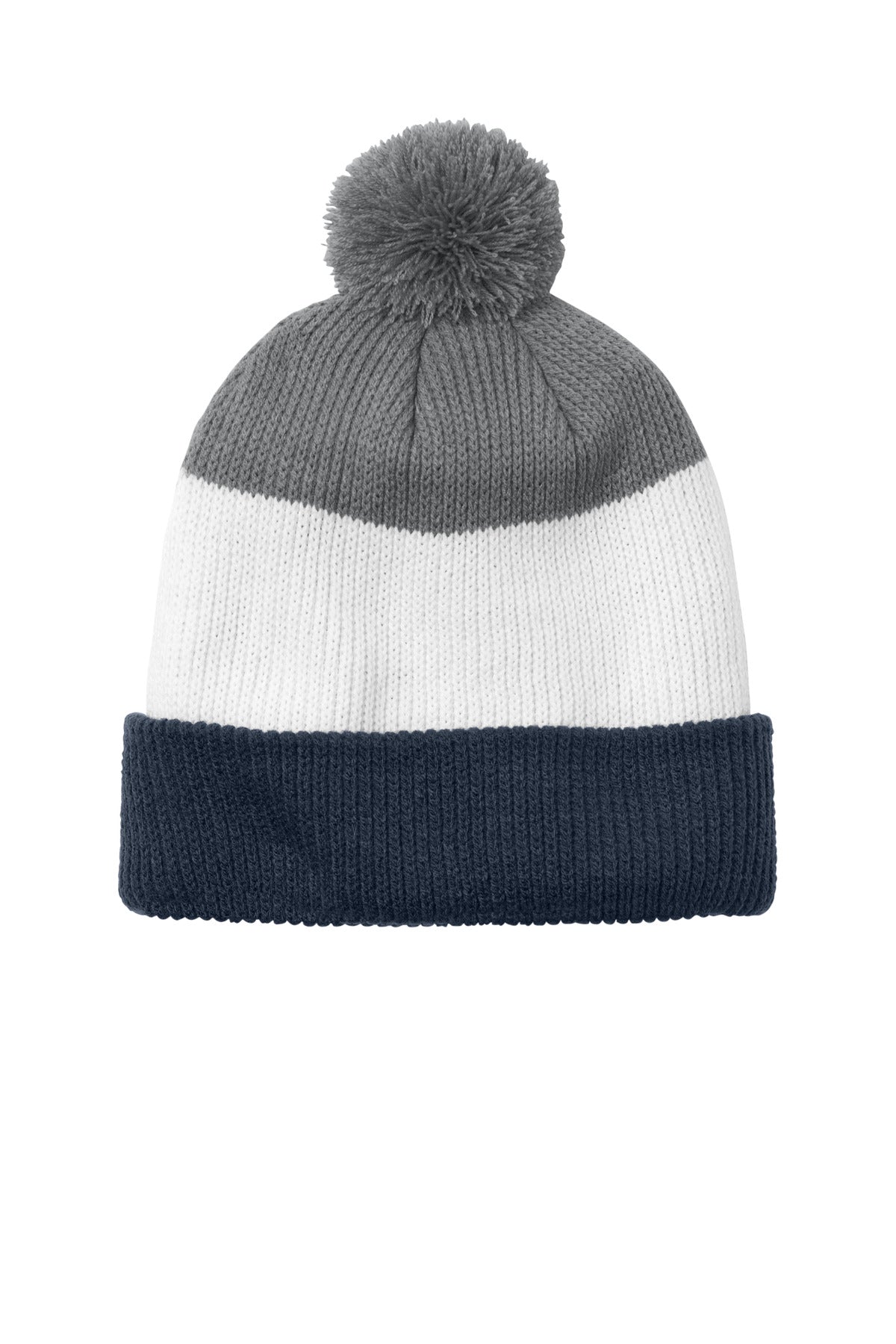 Port Authority Cozy Striped Pom Beanie C979 Mens Apparel Hat & Caps