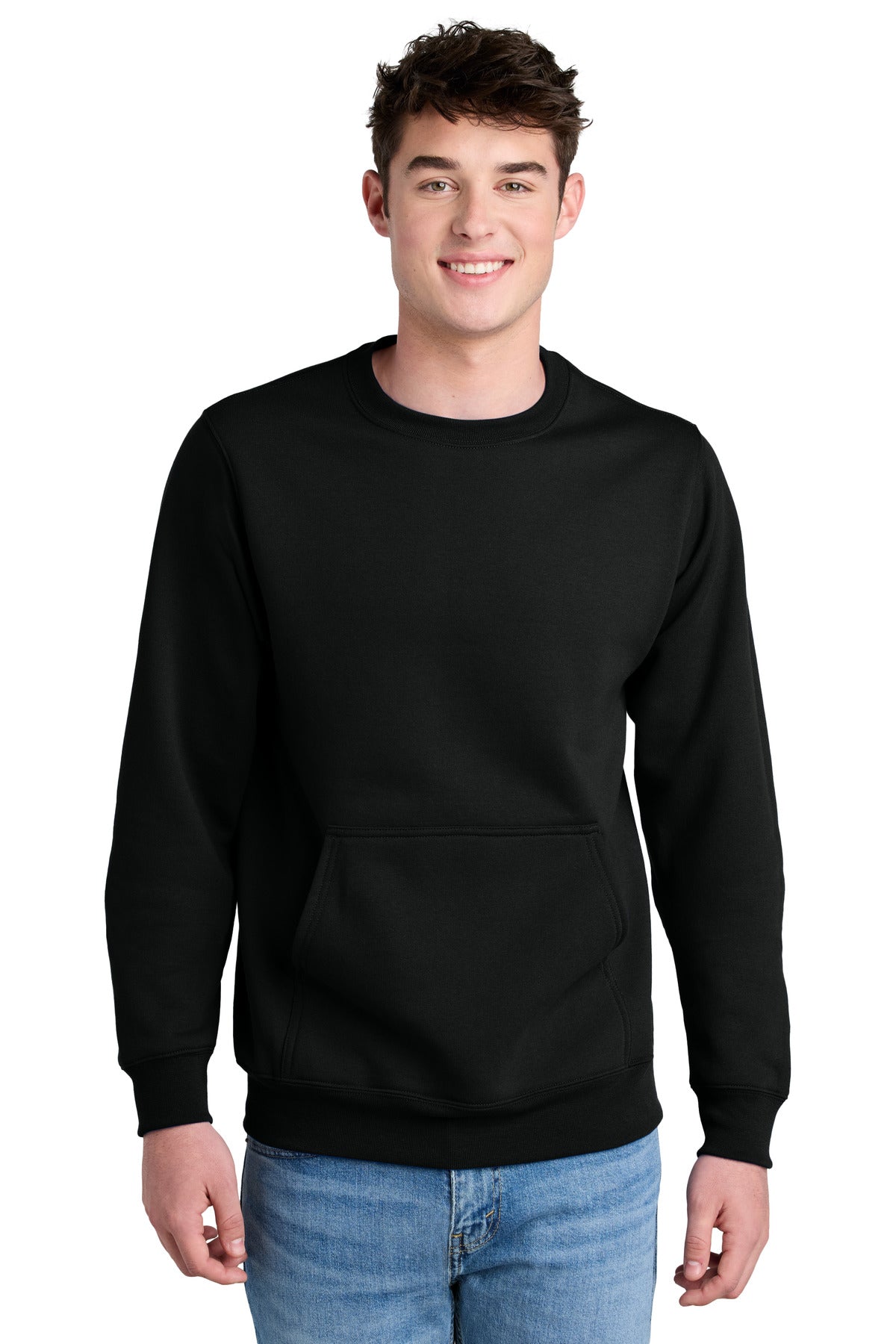 Port & Company Core Fleece Crewneck Pocket Sweatshirt PC78PKT Mens Apparel Shirts & Tops