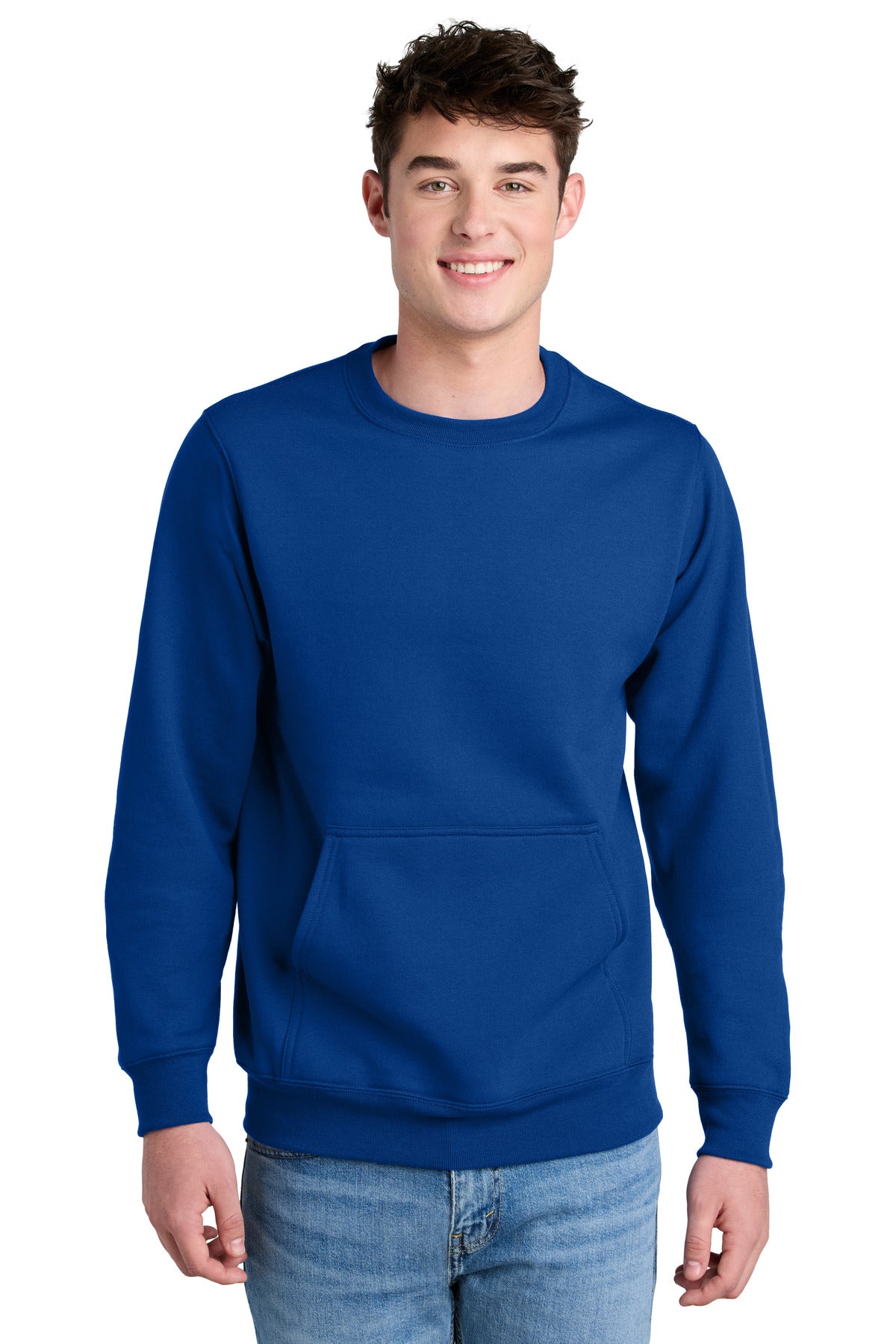 Port & Company Core Fleece Crewneck Pocket Sweatshirt PC78PKT Mens Apparel Shirts & Tops
