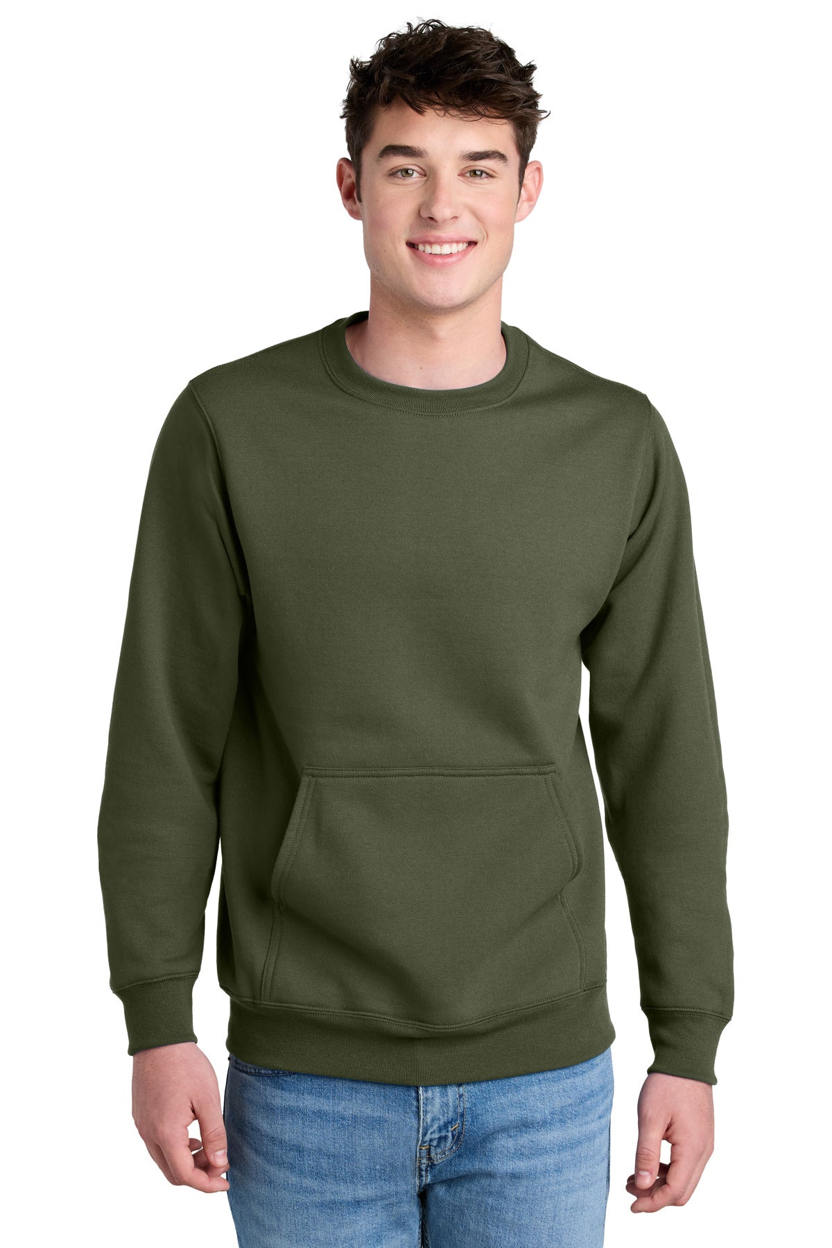 Port & Company Core Fleece Crewneck Pocket Sweatshirt PC78PKT Mens Apparel Shirts & Tops