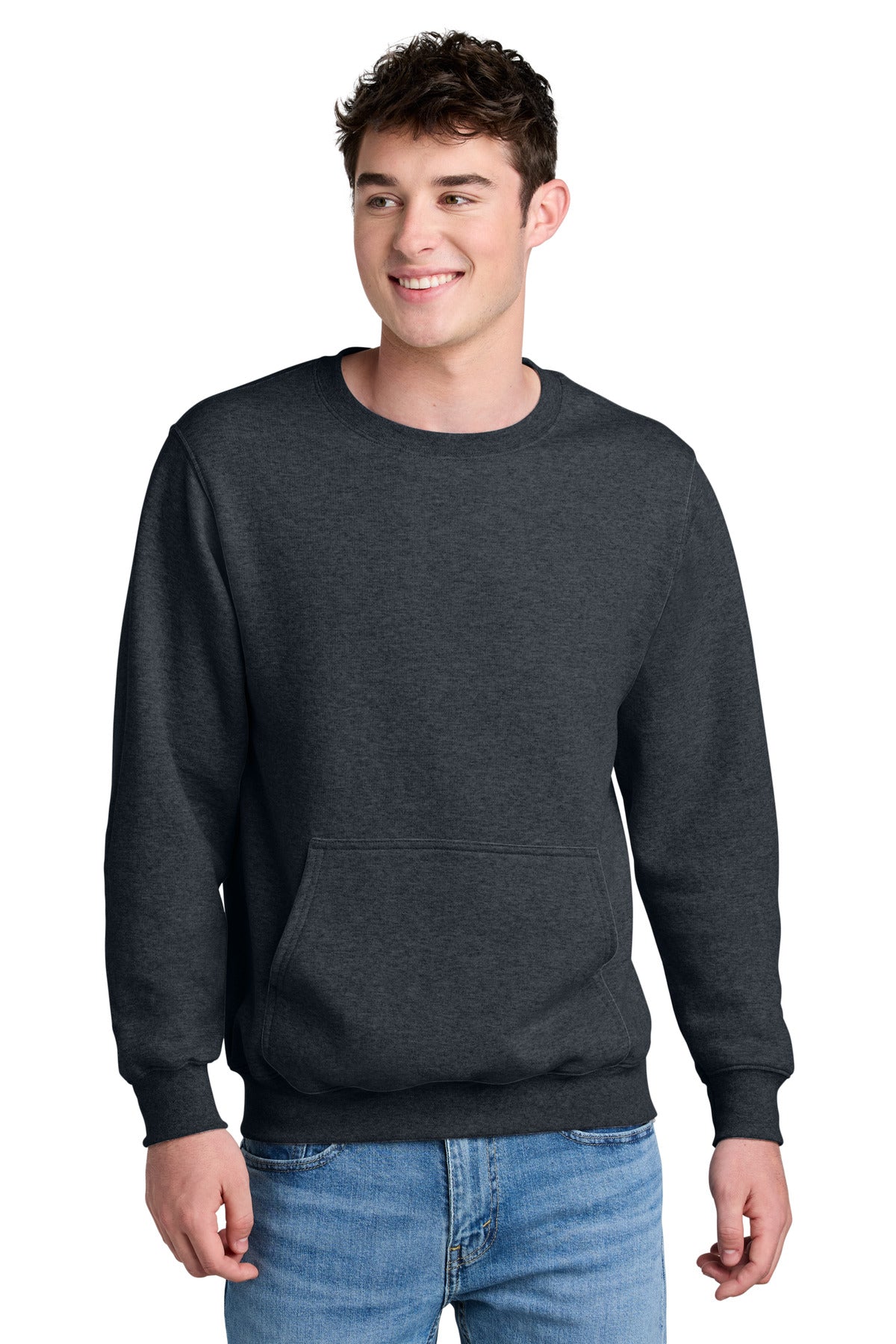 Port & Company Core Fleece Crewneck Pocket Sweatshirt PC78PKT Mens Apparel Shirts & Tops
