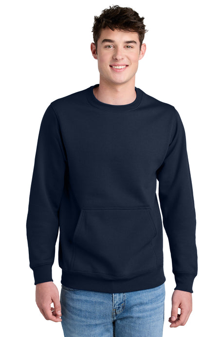 Port & Company Core Fleece Crewneck Pocket Sweatshirt PC78PKT Mens Apparel Shirts & Tops