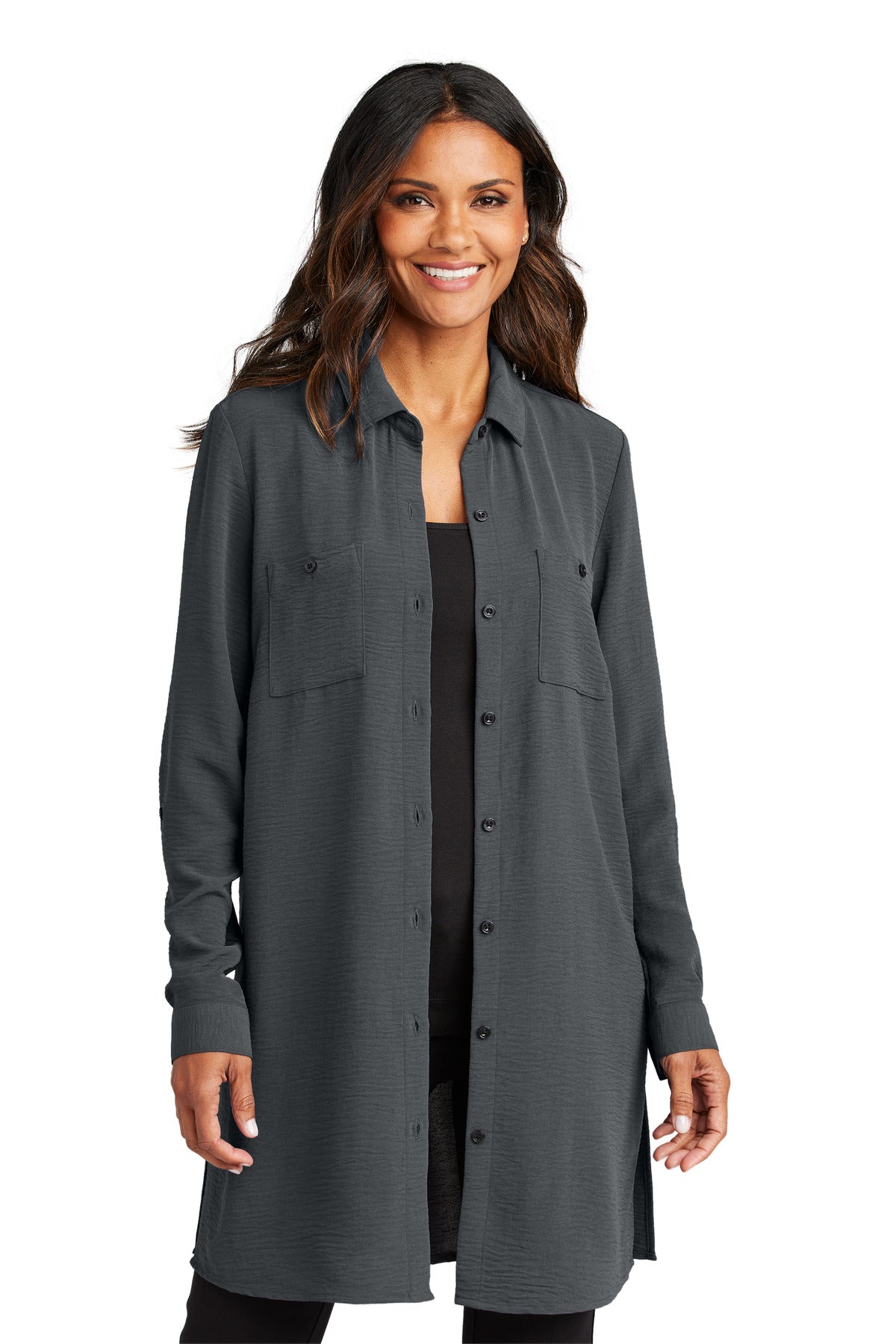 Port Authority Women's Textured Crepe Long Tunic LW715 Womens Apparel Shirts & Tops