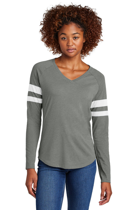 Sport-Tek Women's Halftime Stripe Long Sleeve V-Neck Tee LST6043 Womens Apparel Shirts & Tops