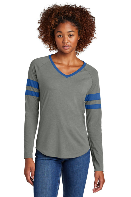 Sport-Tek Women's Halftime Stripe Long Sleeve V-Neck Tee LST6043 Womens Apparel Shirts & Tops