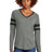 Sport-Tek Women's Halftime Stripe Long Sleeve V-Neck Tee LST6043 Womens Apparel Shirts & Tops