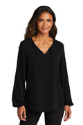 Port Authority Women's Textured Crepe Blouse LW714 Womens Apparel Shirts & Tops