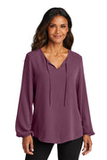 Port Authority Women's Textured Crepe Blouse LW714 Womens Apparel Shirts & Tops