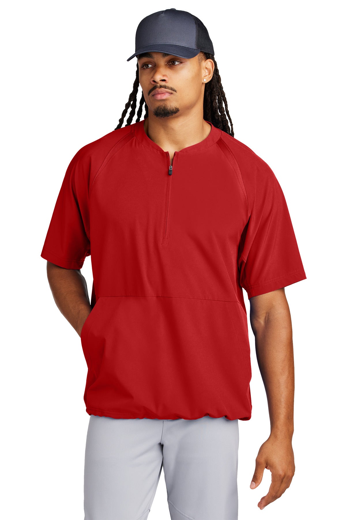 Sport-Tek Men's Repeat 1/2-Zip Short Sleeve Jacket JST489 Mens Apparel Jackets & Vests