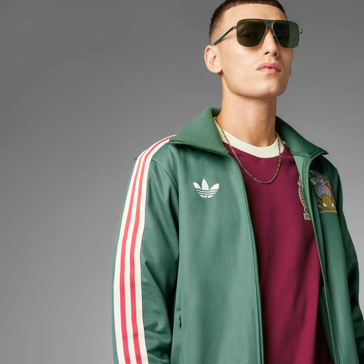 adidas Men's FMF Mexico Beckenbauer Soccer Track Top Soccer Uniforms & Apparel All