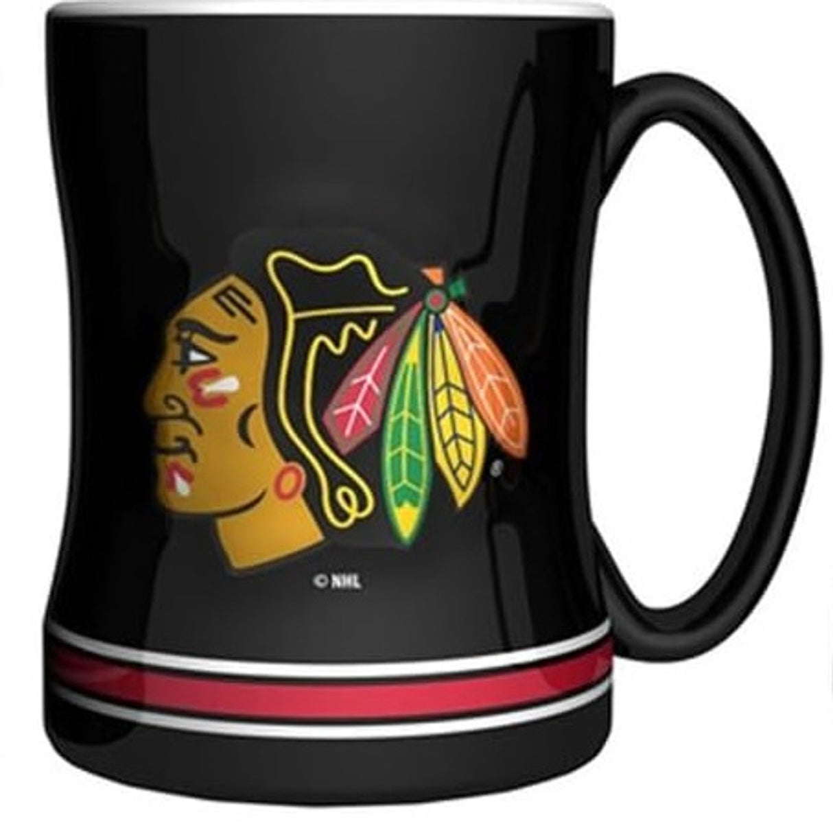 Logo Brands Chicago Blackhawks Team Color 14oz Sculpted Relief Coffee Mug Fan Gear NHL Chicago Blackhawks
