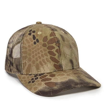Outdoor Cap OC771CAMO Contrast Construction Canvas Camo Structured Trucker Hat Unisex Accessories Hats & Caps