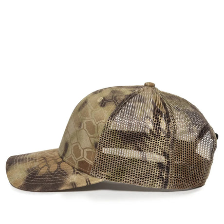 Outdoor Cap OC771CAMO Contrast Construction Canvas Camo Structured Trucker Hat Unisex Accessories Hats & Caps
