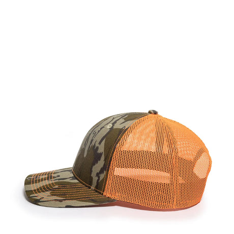 Outdoor Cap OC771CAMO Contrast Construction Canvas Camo Structured Trucker Hat Unisex Accessories Hats & Caps