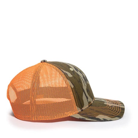 Outdoor Cap OC771CAMO Contrast Construction Canvas Camo Structured Trucker Hat Unisex Accessories Hats & Caps