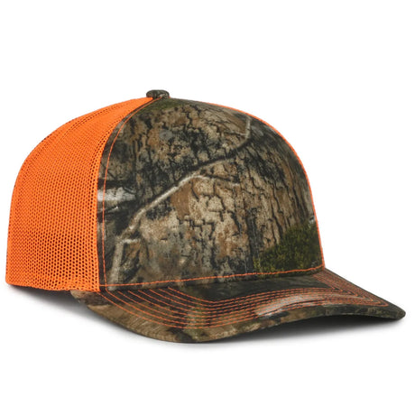 Outdoor Cap OC771CAMO Contrast Construction Canvas Camo Structured Trucker Hat Unisex Accessories Hats & Caps