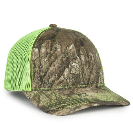 Outdoor Cap OC771CAMO Contrast Construction Canvas Camo Structured Trucker Hat Unisex Accessories Hats & Caps