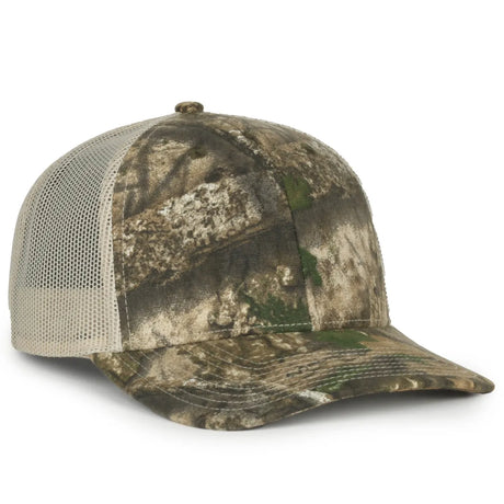 Outdoor Cap OC771CAMO Contrast Construction Canvas Camo Structured Trucker Hat Unisex Accessories Hats & Caps