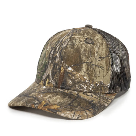 Outdoor Cap OC771CAMO Contrast Construction Canvas Camo Structured Trucker Hat Unisex Accessories Hats & Caps