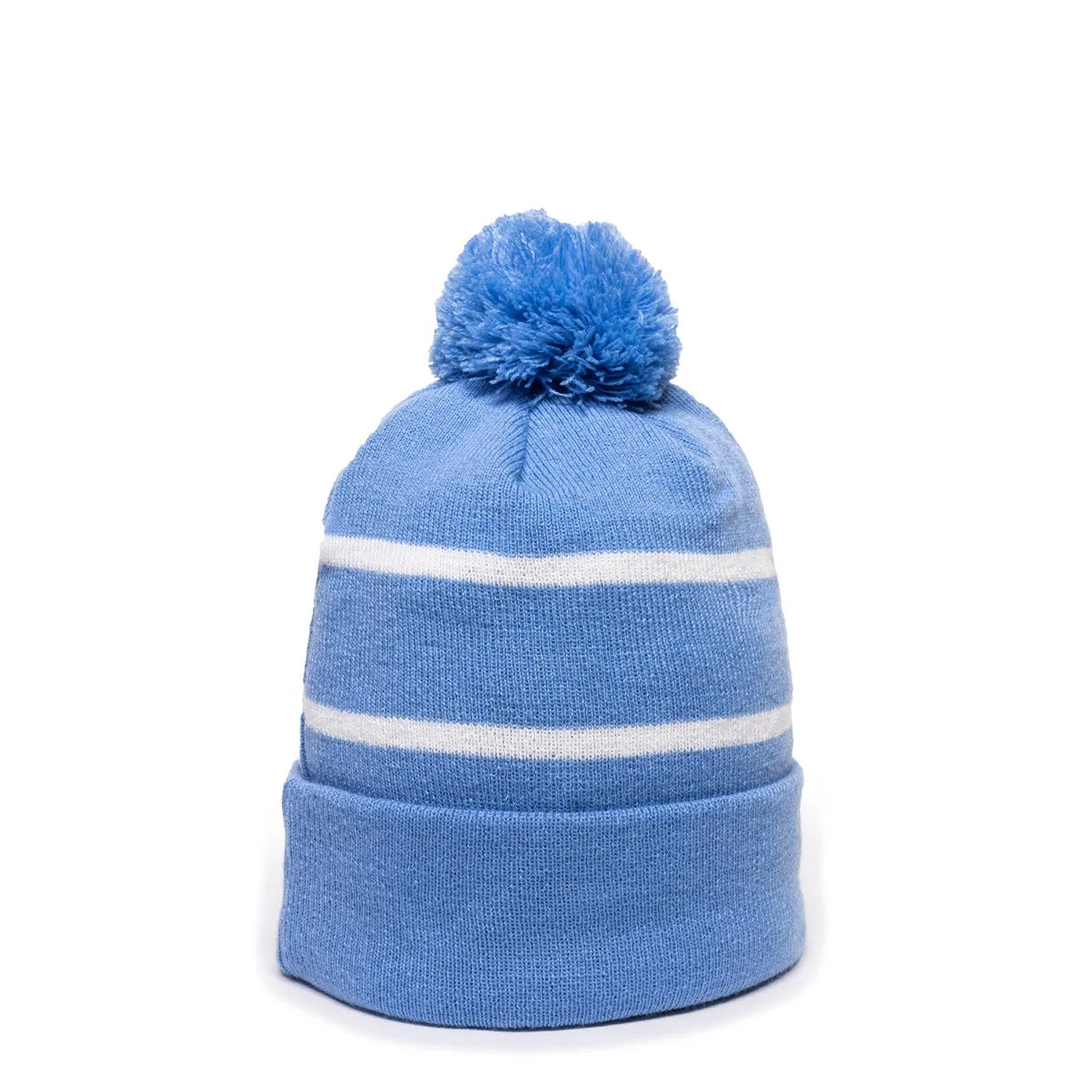 Outdoor Cap KNF-100 Striped Beanie with Black Fleece Lining & Pom Unisex Accessories Hats & Caps