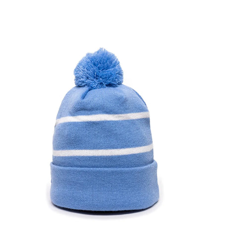 Outdoor Cap KNF-100 Striped Beanie with Black Fleece Lining & Pom Unisex Accessories Hats & Caps