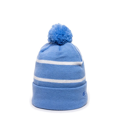 Outdoor Cap KNF-100 Striped Beanie with Black Fleece Lining & Pom Unisex Accessories Hats & Caps