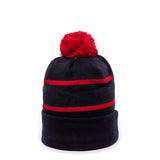 Outdoor Cap KNF-100 Striped Beanie with Black Fleece Lining & Pom Unisex Accessories Hats & Caps