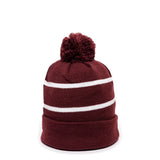 Outdoor Cap KNF-100 Striped Beanie with Black Fleece Lining & Pom Unisex Accessories Hats & Caps