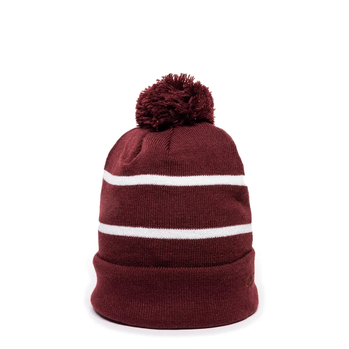 Outdoor Cap KNF-100 Striped Beanie with Black Fleece Lining & Pom Unisex Accessories Hats & Caps