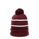 Outdoor Cap KNF-100 Striped Beanie with Black Fleece Lining & Pom Unisex Accessories Hats & Caps