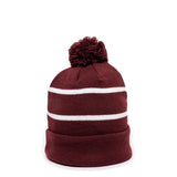 Outdoor Cap KNF-100 Striped Beanie with Black Fleece Lining & Pom Unisex Accessories Hats & Caps