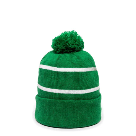 Outdoor Cap KNF-100 Striped Beanie with Black Fleece Lining & Pom Unisex Accessories Hats & Caps