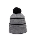 Outdoor Cap KNF-100 Striped Beanie with Black Fleece Lining & Pom Unisex Accessories Hats & Caps