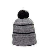 Outdoor Cap KNF-100 Striped Beanie with Black Fleece Lining & Pom Unisex Accessories Hats & Caps