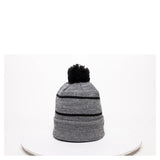 Outdoor Cap KNF-100 Striped Beanie with Black Fleece Lining & Pom Unisex Accessories Hats & Caps