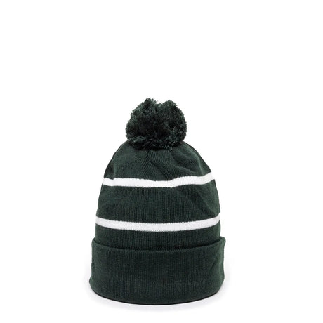 Outdoor Cap KNF-100 Striped Beanie with Black Fleece Lining & Pom Unisex Accessories Hats & Caps