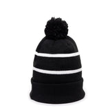 Outdoor Cap KNF-100 Striped Beanie with Black Fleece Lining & Pom Unisex Accessories Hats & Caps