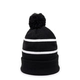 Outdoor Cap KNF-100 Striped Beanie with Black Fleece Lining & Pom Unisex Accessories Hats & Caps