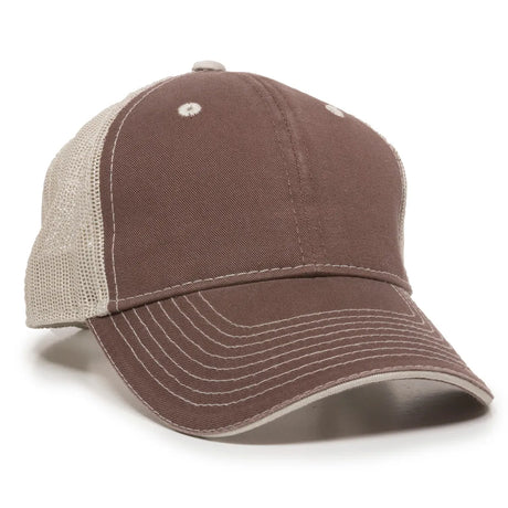 Outdoor Cap GWT-101M Cotton Twill Garment Washed Structured Trucker Hat Unisex Accessories Hats & Caps