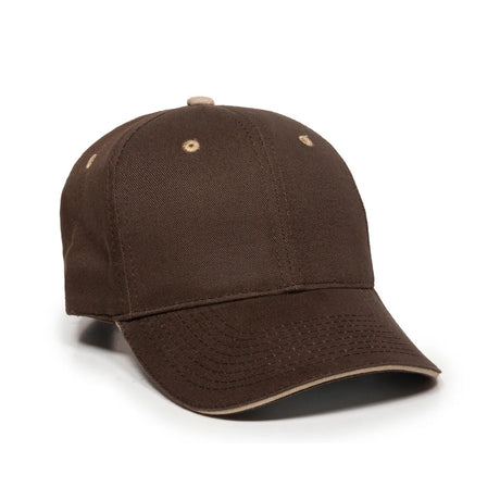 Outdoor Cap GL-845 Contrasting Button and Eyelets Structured Solid Back Hat Unisex Accessories Hats & Caps