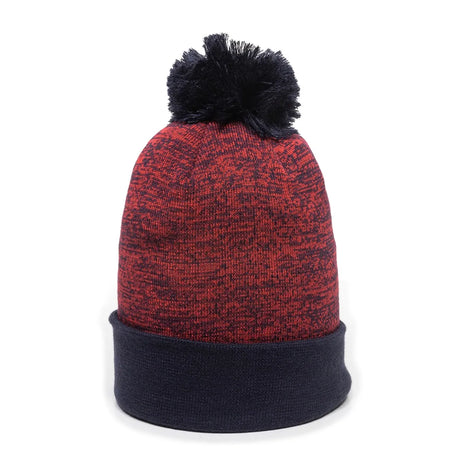 Outdoor Cap PWC-100 Heathered Acrylic Knit Beanie with Pom Unisex Accessories Hats & Caps